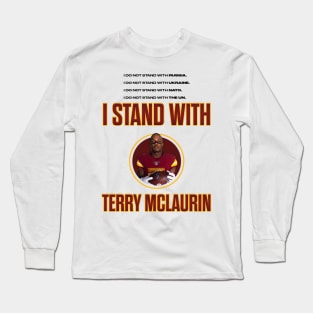 I Stand With Terry McLaurin Black Text Long Sleeve T-Shirt